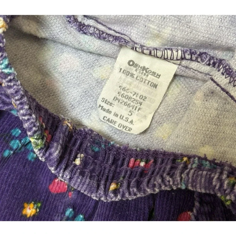 Vintage Oshkosh BGosh Girl's 5 Corduroy Fruit Pants Strawberries Blueberries USA